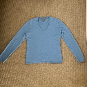 Ann Taylor Blue V-Neck Sweater